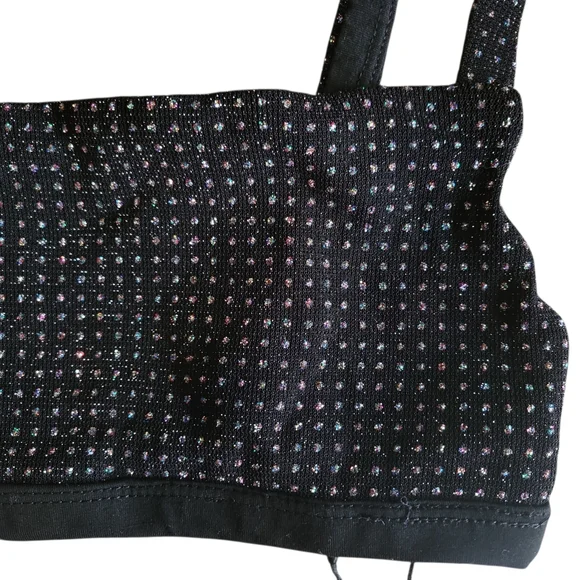 Luck & Trouble NWT Black Square Neck Flashy Glitter Dance Bralette Juniors Sz 6 - Picture 4 of 7